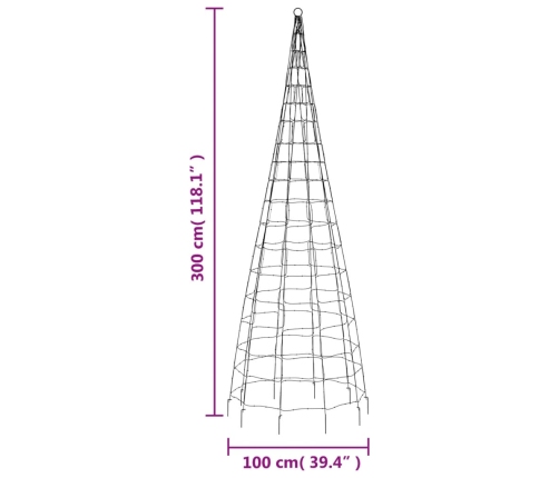 Árbol de Navidad en asta de bandera 550 LED blanco frío 300 cm