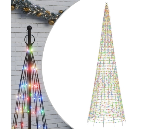 Árbol de Navidad en asta de bandera 1534 LED colores 500 cm