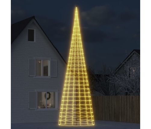 Árbol de Navidad en asta bandera 3000 LED blanco cálido 800 cm