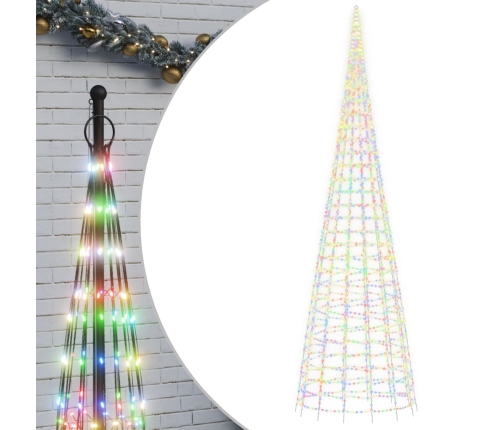 Árbol de Navidad en asta de bandera 3000 LED colores 800 cm