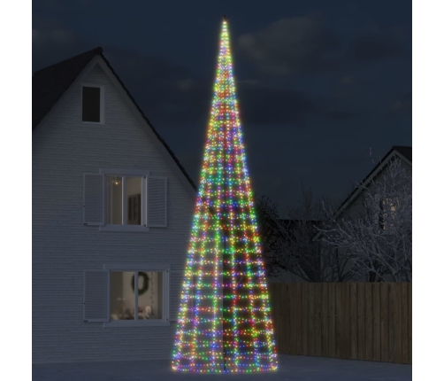 Árbol de Navidad en asta de bandera 3000 LED colores 800 cm