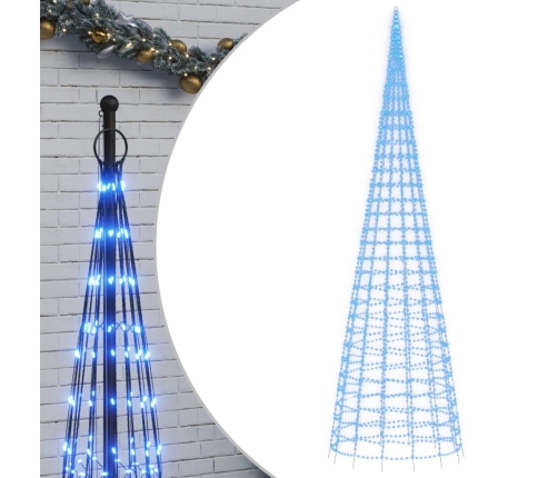 Árbol de Navidad en asta de bandera 3000 LED azul 800 cm