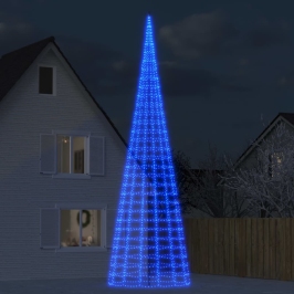 Árbol de Navidad en asta de bandera 3000 LED azul 800 cm