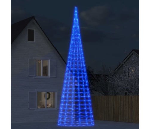 Árbol de Navidad en asta de bandera 3000 LED azul 800 cm