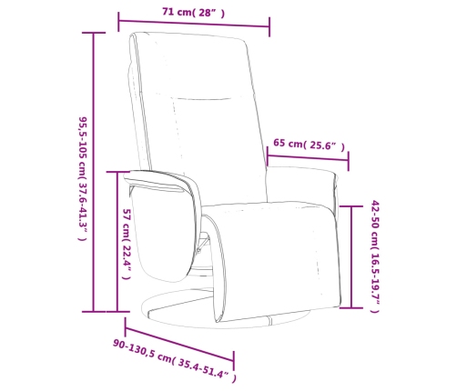 Sillón reclinable con reposapiés cuero sintético marrón