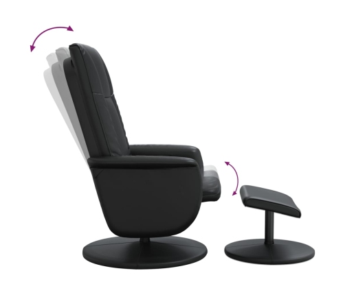 Sillón reclinable con reposapiés cuero sintético negro