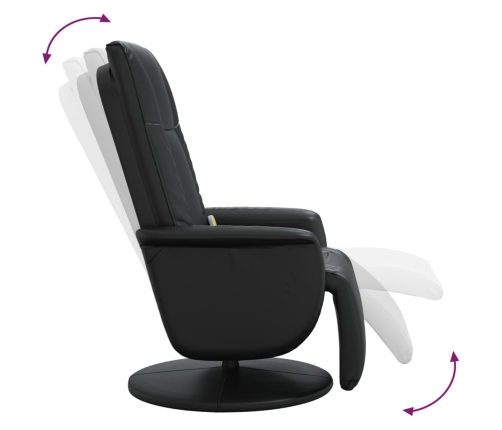 Sillón reclinable masaje con reposapiés cuero sintético negro