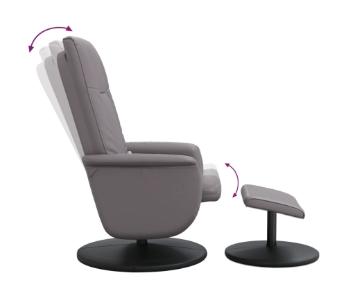 Sillón de masaje reclinable con reposapiés cuero sintético gris