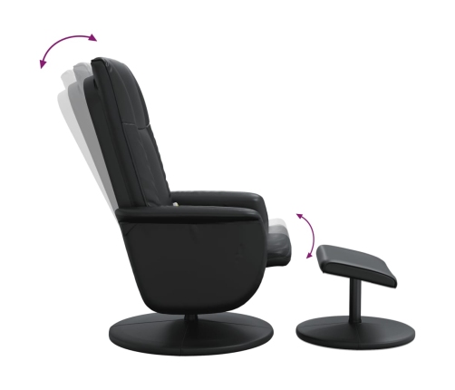 Sillón reclinable masaje con reposapiés cuero sintético negro