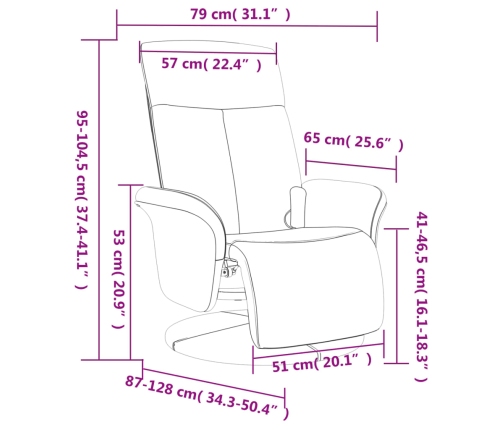 Sillón reclinable de masaje con reposapiés tela gris claro