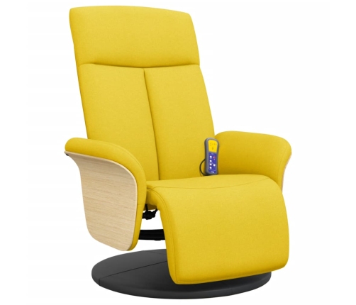 Sillón reclinable de masaje con reposapiés tela amarillo claro