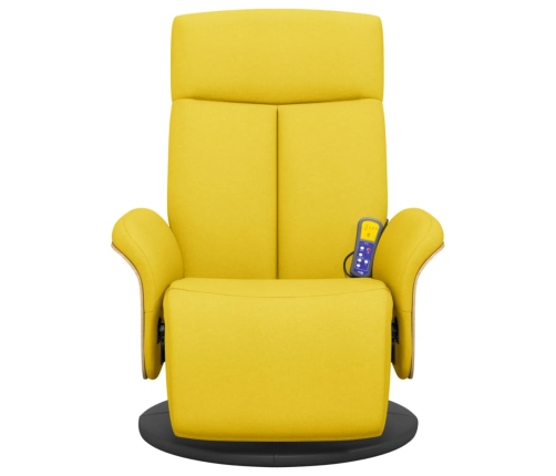 Sillón reclinable de masaje con reposapiés tela amarillo claro