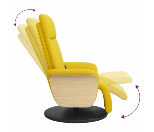 Sillón reclinable de masaje con reposapiés tela amarillo claro