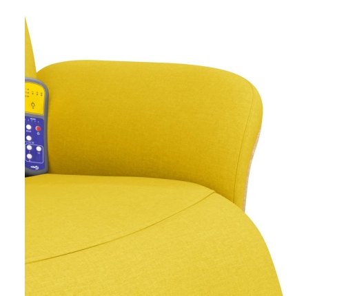 Sillón reclinable de masaje con reposapiés tela amarillo claro