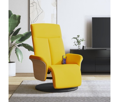 Sillón reclinable de masaje con reposapiés tela amarillo claro