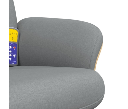 Sillón reclinable de masaje con reposapiés tela gris claro