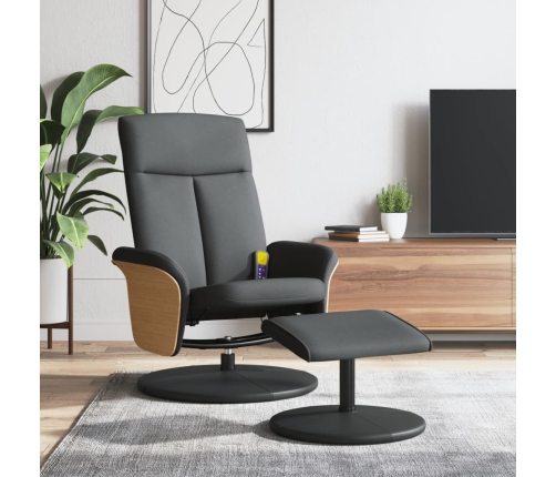 Sillón reclinable de masaje con reposapiés tela gris oscuro