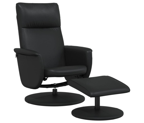 Sillón reclinable con reposapiés cuero sintético negro