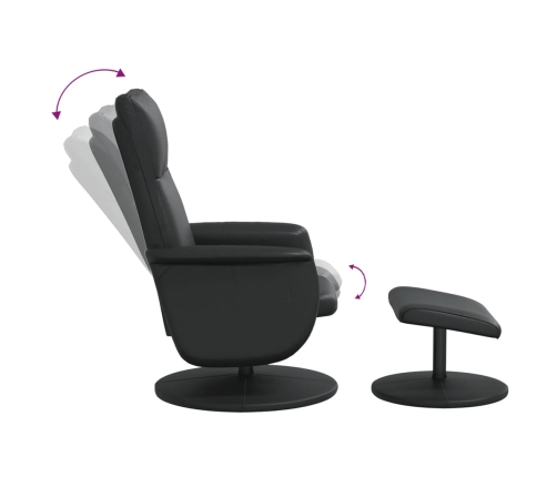 Sillón reclinable con reposapiés cuero sintético negro