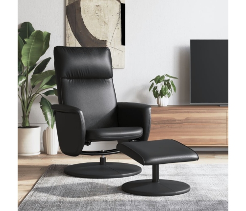 Sillón reclinable con reposapiés cuero sintético negro