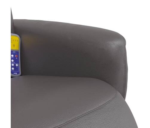 Sillón reclinable de masaje con reposapiés cuero sintético gris