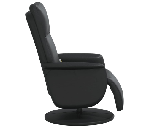 Sillón reclinable masaje con reposapiés cuero sintético negro