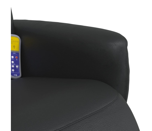 Sillón reclinable masaje con reposapiés cuero sintético negro