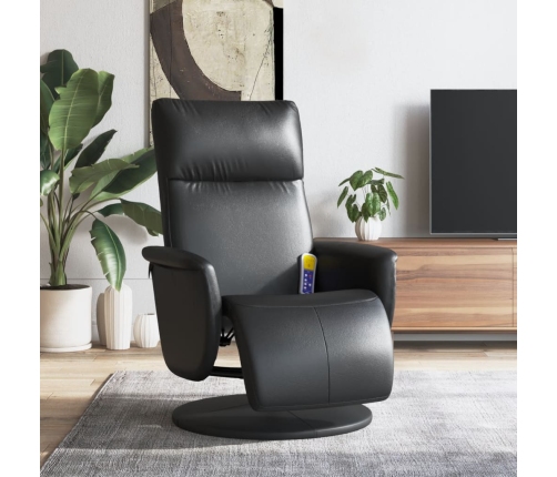 Sillón reclinable masaje con reposapiés cuero sintético negro