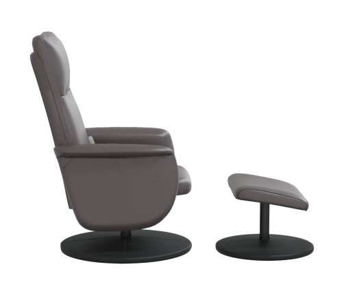 Sillón de masaje reclinable con reposapiés cuero sintético gris