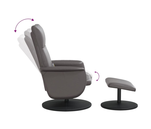 Sillón de masaje reclinable con reposapiés cuero sintético gris