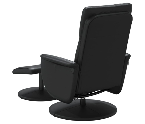 Sillón reclinable masaje con reposapiés cuero sintético negro