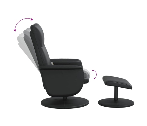 Sillón reclinable masaje con reposapiés cuero sintético negro