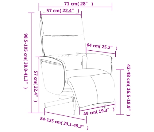 Sillón reclinable de masaje con reposapiés tela gris claro