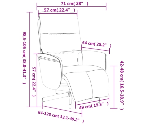 Sillón reclinable de masaje con reposapiés tela gris oscuro