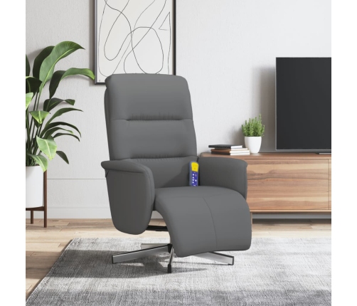 Sillón reclinable de masaje con reposapiés tela gris oscuro