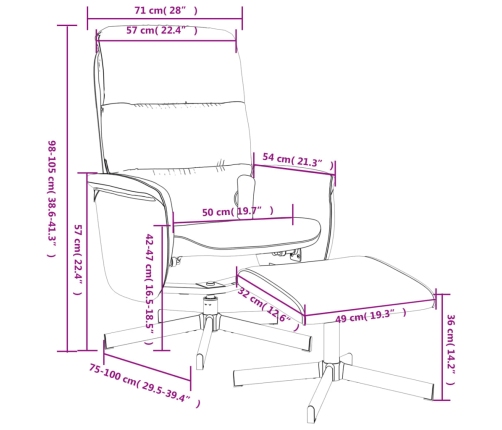 Sillón reclinable de masaje con reposapiés tela gris claro