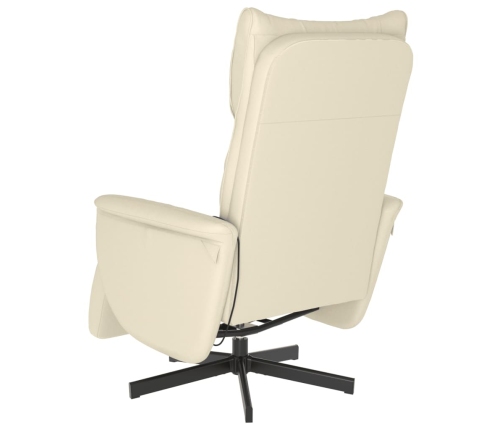 Sillón reclinable masaje con reposapiés cuero sintético crema