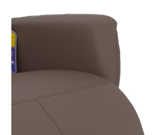 Sillón reclinable masaje con reposapiés cuero sintético marrón