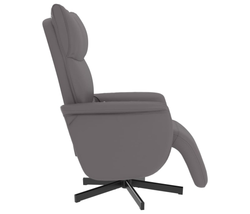 Sillón reclinable de masaje con reposapiés cuero sintético gris