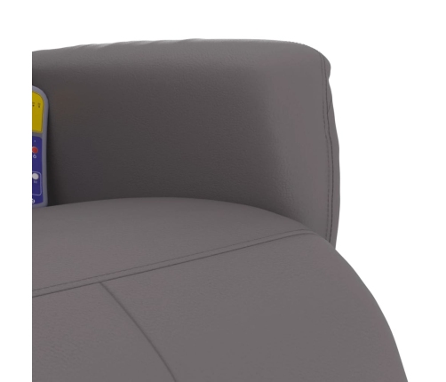 Sillón reclinable de masaje con reposapiés cuero sintético gris