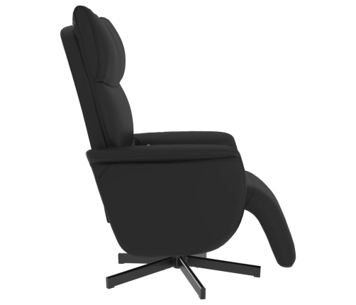 Sillón reclinable masaje con reposapiés cuero sintético negro