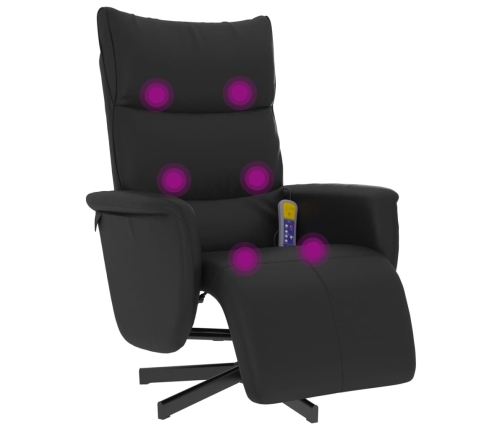 Sillón reclinable masaje con reposapiés cuero sintético negro