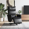 Sillón reclinable masaje con reposapiés cuero sintético negro