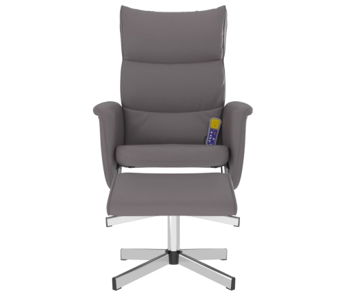 Sillón de masaje reclinable con reposapiés cuero sintético gris