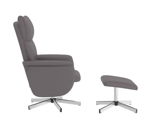 Sillón de masaje reclinable con reposapiés cuero sintético gris