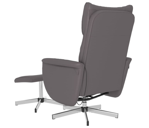 Sillón de masaje reclinable con reposapiés cuero sintético gris