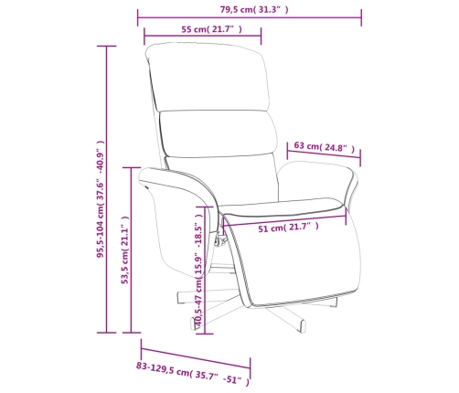 Sillón reclinable con reposapiés tela negra