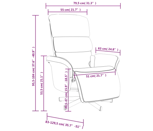 Sillón reclinable de masaje con reposapiés tela negra