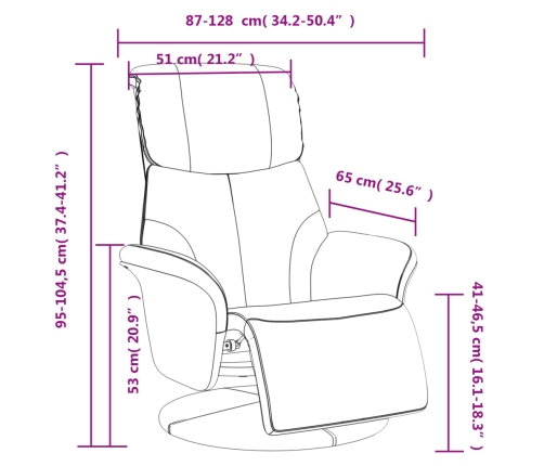 Sillón reclinable con reposapiés cuero sintético capuchino