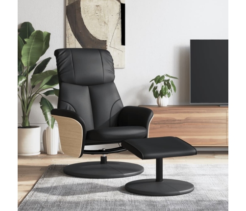 Sillón reclinable con reposapiés cuero sintético negro